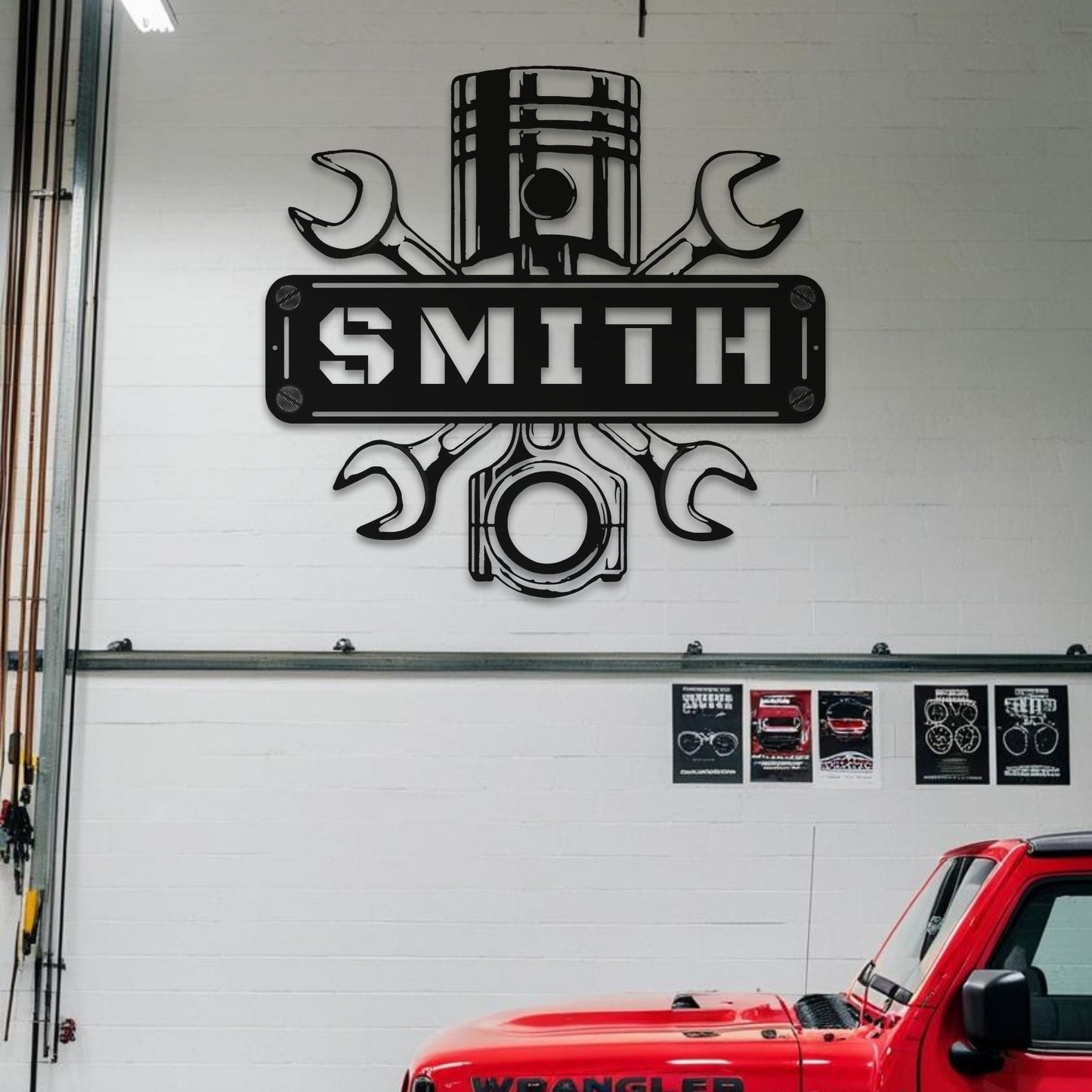 Mechanic metal sign mounted on a garage wall for a professional workshop aesthetic