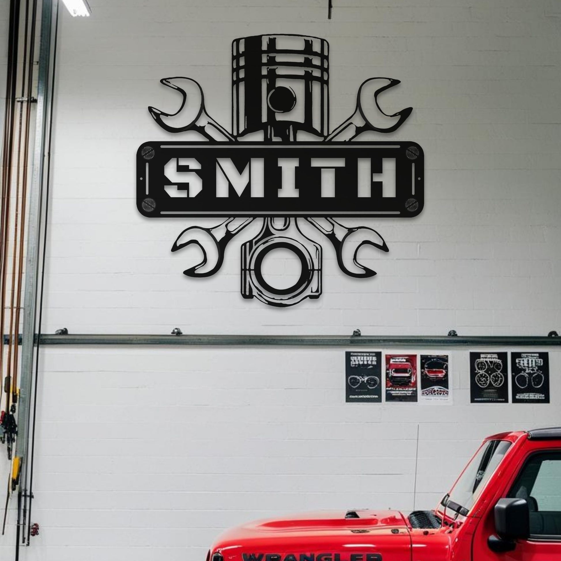 Mechanic metal sign mounted on a garage wall for a professional workshop aesthetic