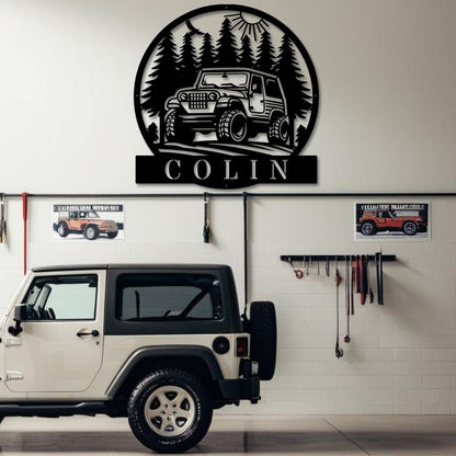 Wall-mounted offroad Jeep sign adding an offroad-inspired touch to any space