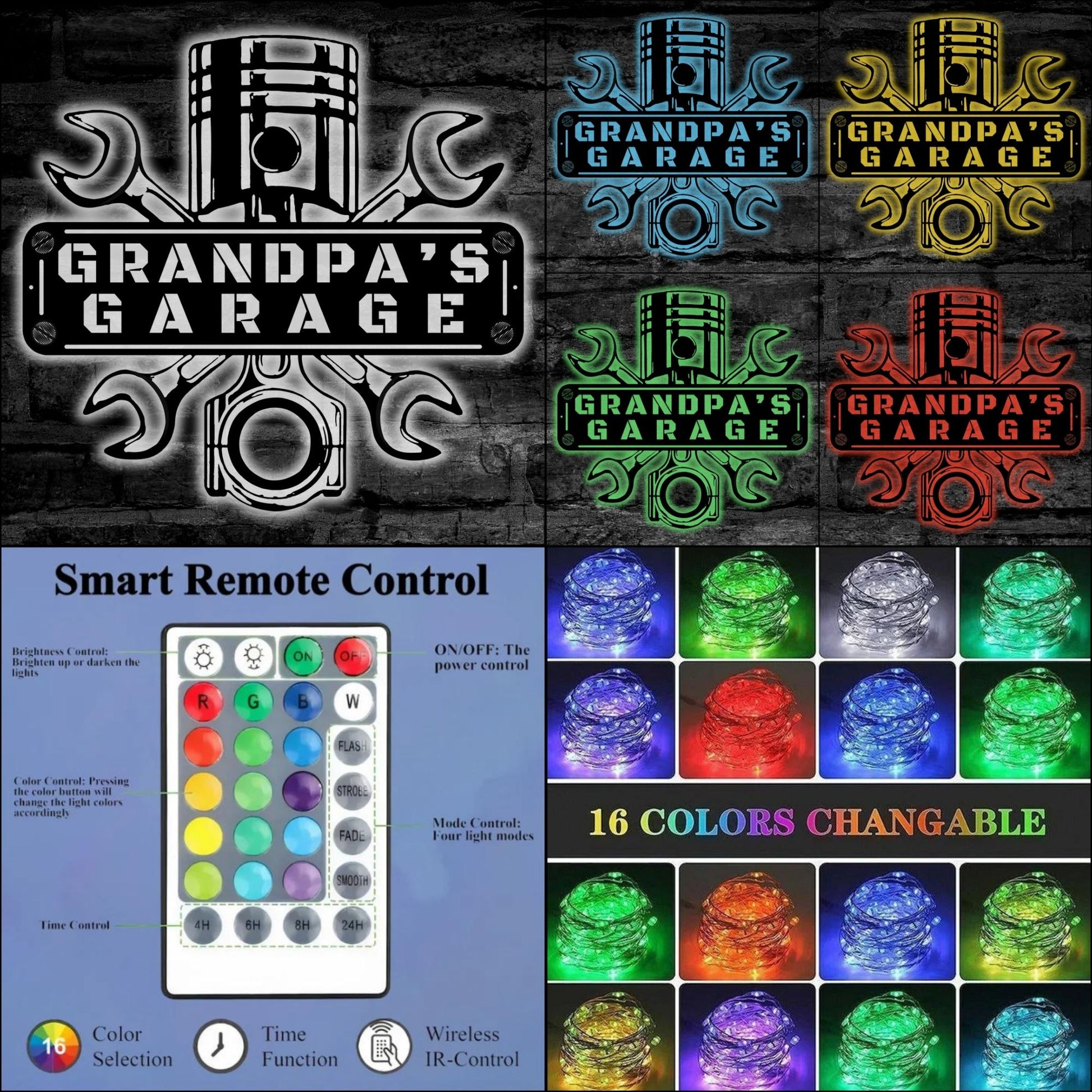 Matte black finish of the custom workshop mechanic sign with LED Lights for a sleek appearance